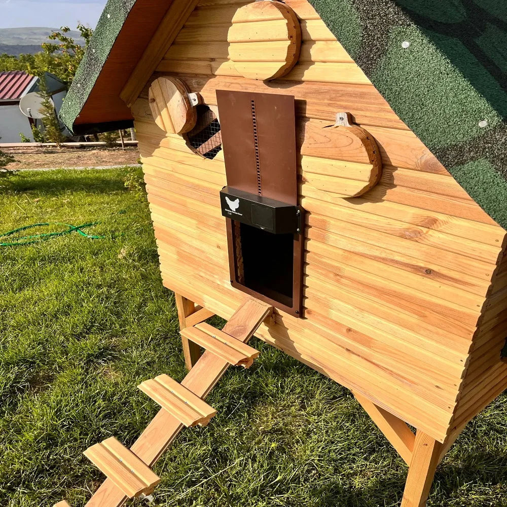DuskiDeni Automatic Chicken Coop Door - Smart Light Sensor Poultry Opener - Predator Proof Waterproof Battery Powered Duck House Gate