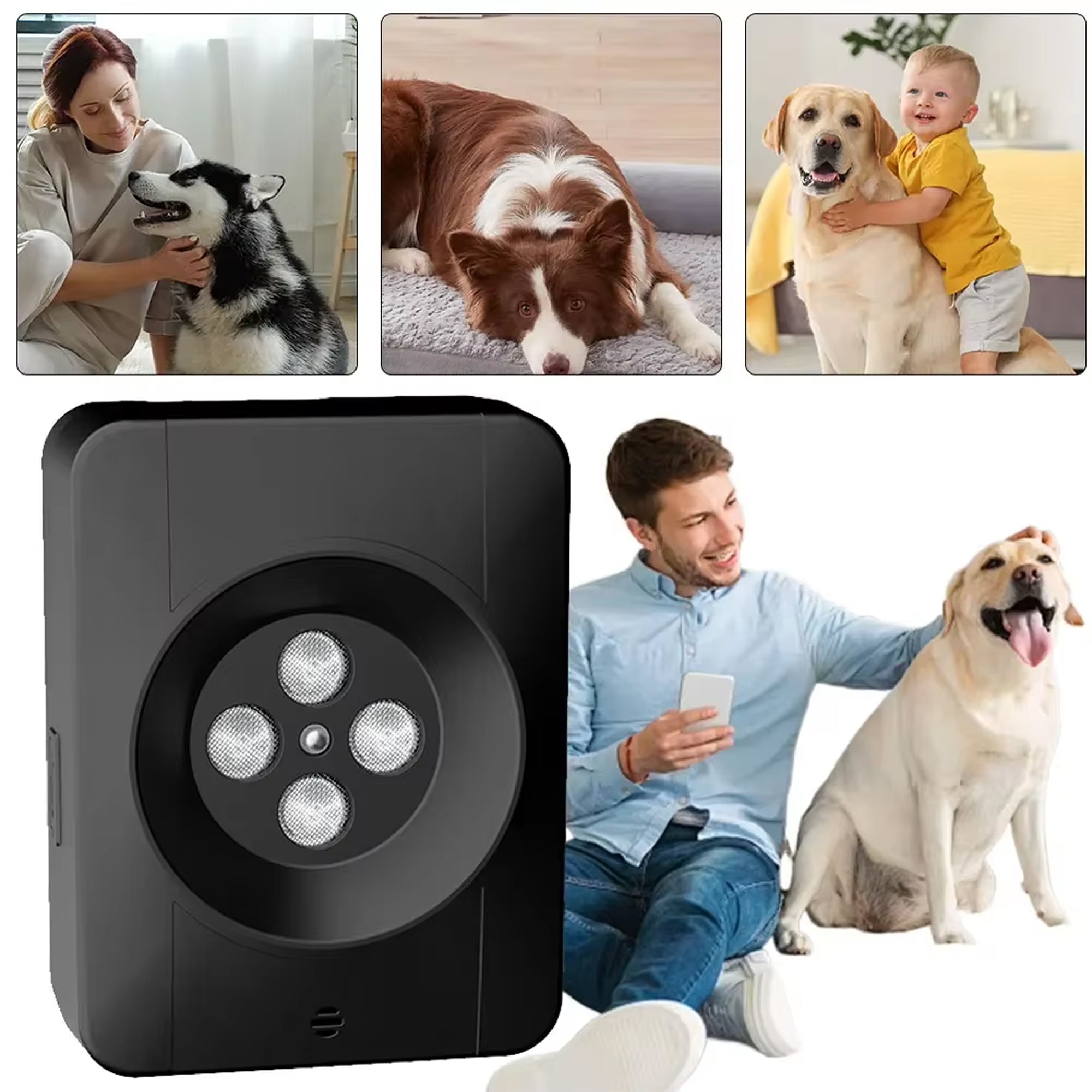 Barkren 3-in-1 Ultrasonic Dog Bark Control Device - 50ft Range Anti-Barking Training Tool, IP65 Waterproof Deterrent for Indoor & Outdoor Use, Humane