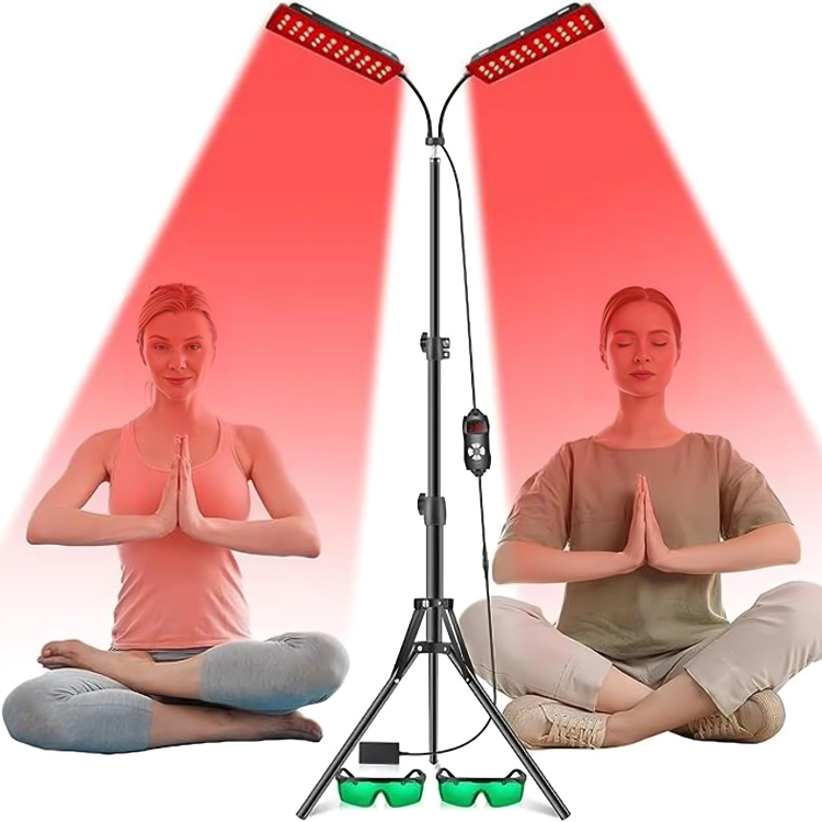 Dual-Head Red Light Therapy Lamp with Adjustable Stand | for Targeted Full-Body Relief