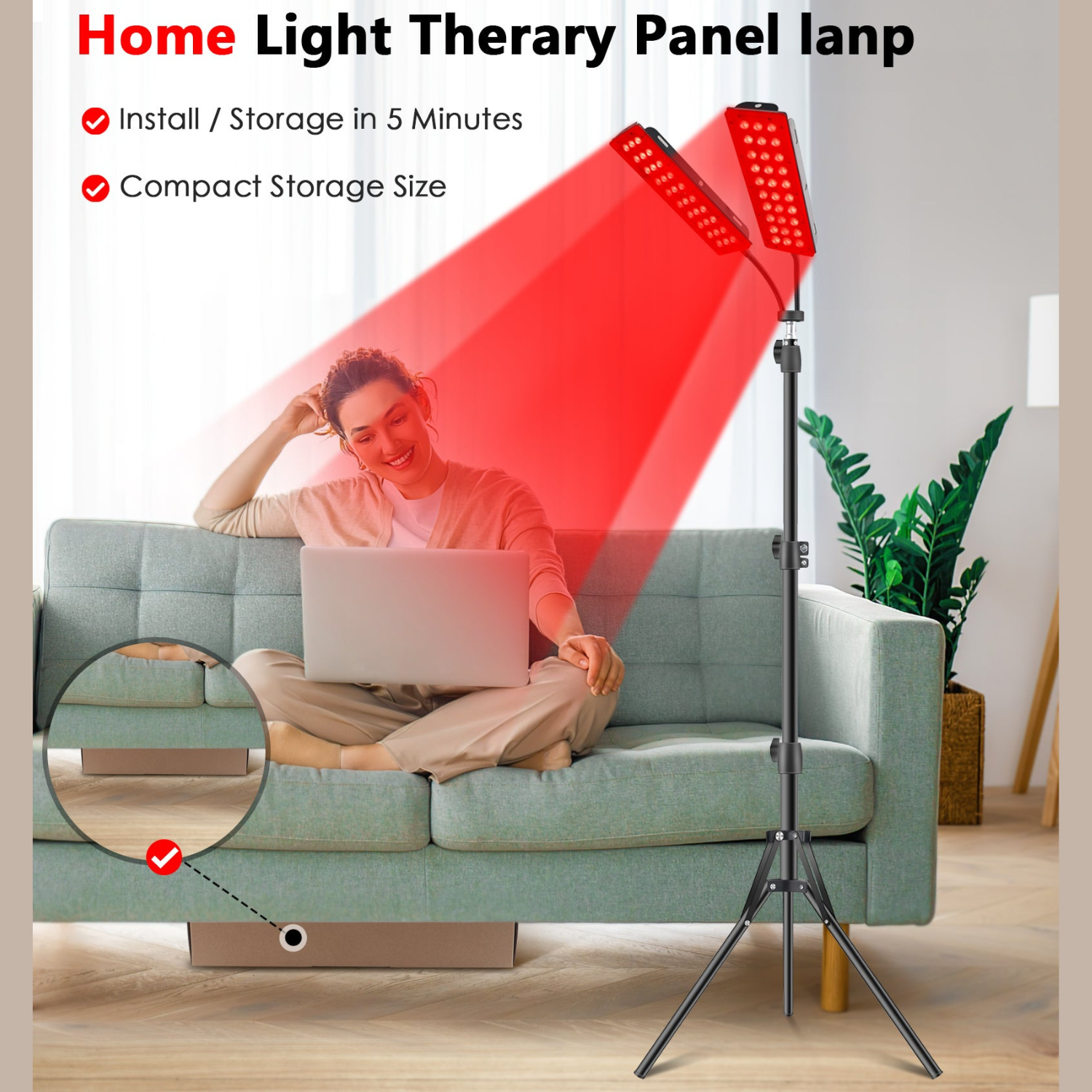 Dual-Head Red Light Therapy Lamp with Adjustable Stand | for Targeted Full-Body Relief