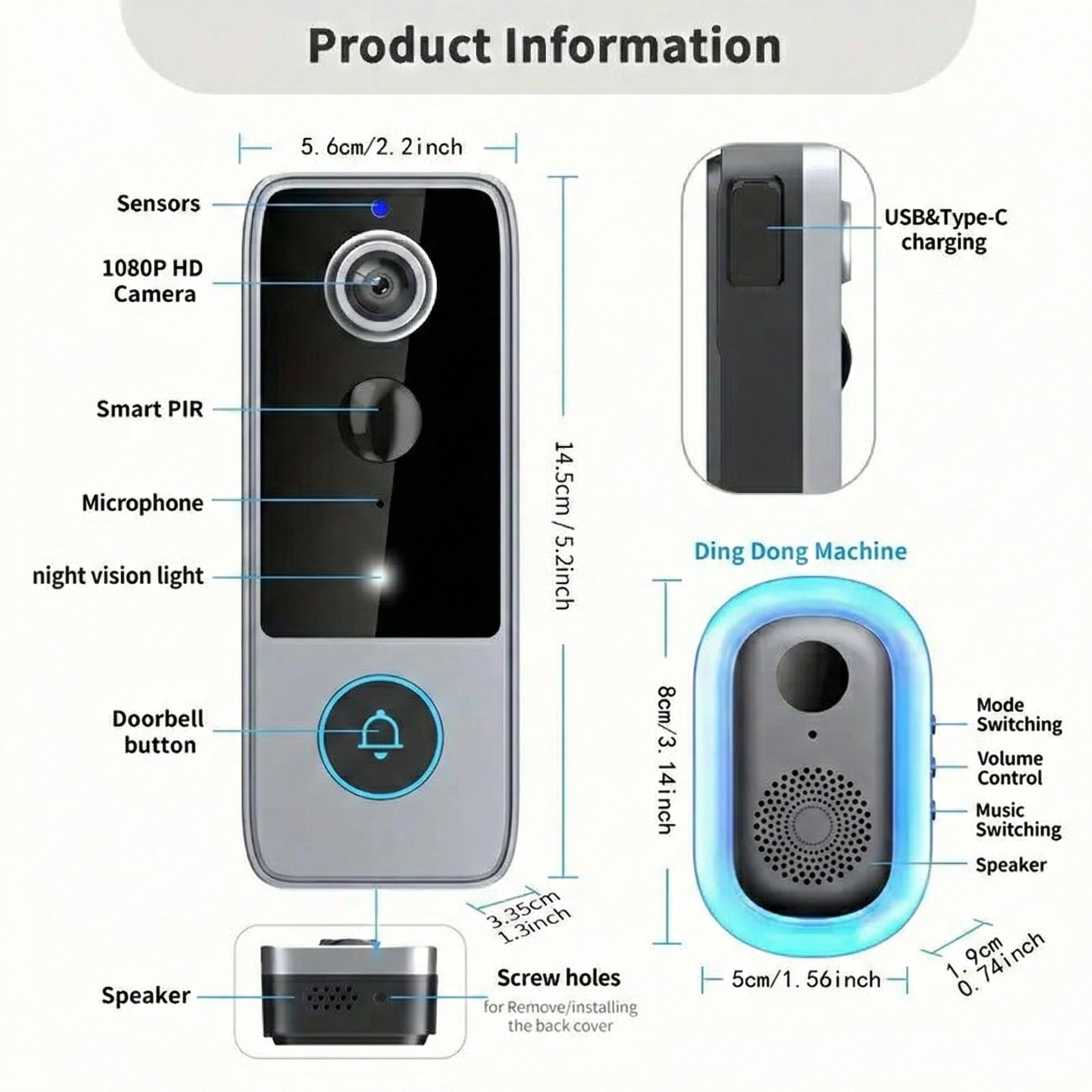 PurePeeki Best Camera Doorbell - No Monthly Subscription Fees
