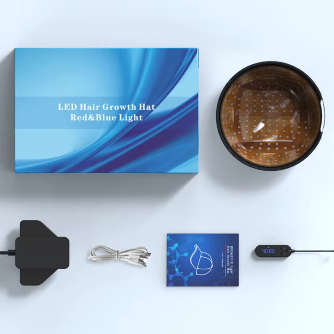 Red & Blue Light Hair Growth Cap – Stimulates Follicles & Promotes Thicker Hair