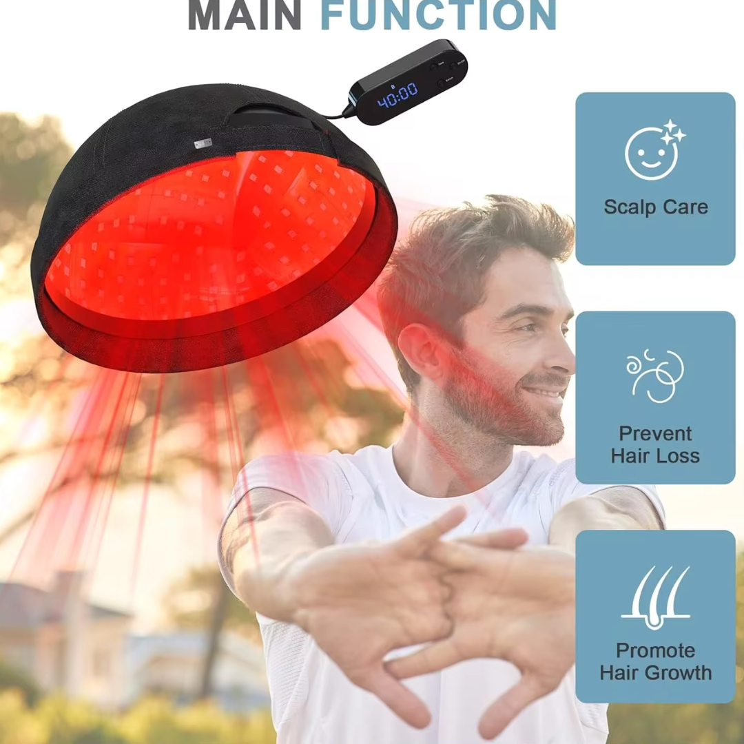 Red & Blue Light Hair Growth Cap – Stimulates Follicles & Promotes Thicker Hair