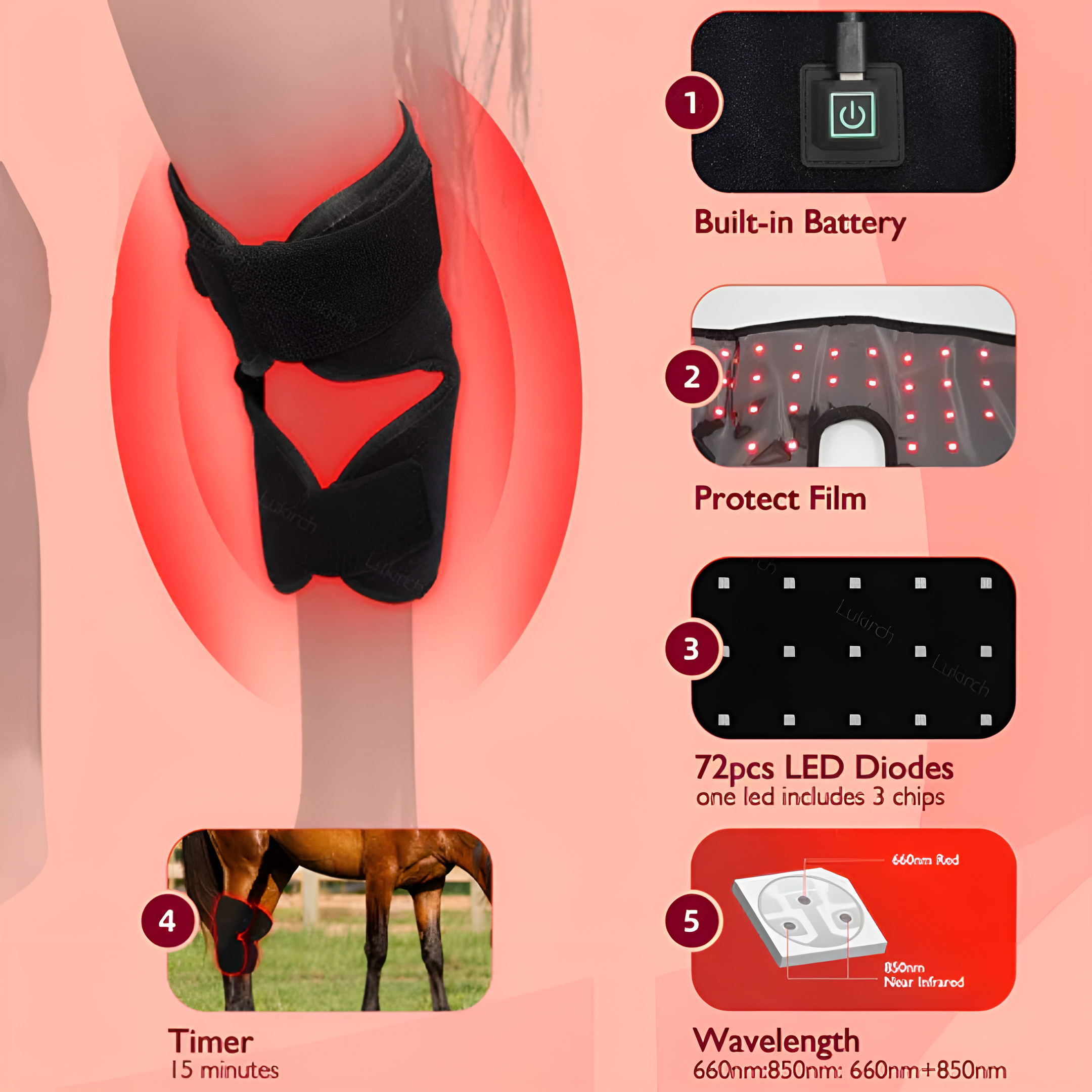 Horse Red Light Therapy Equine Hock Boot