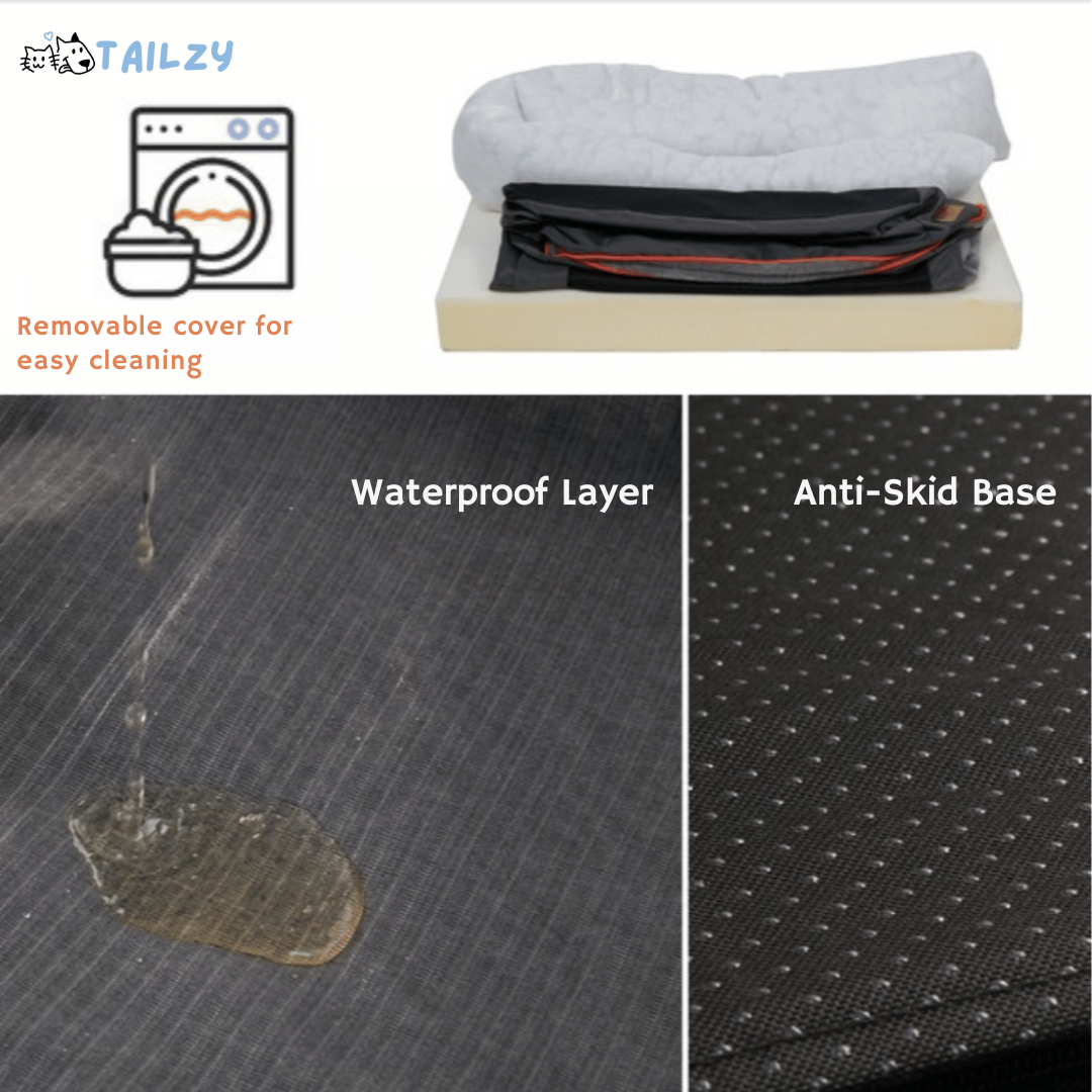XL Orthopedic Dog Bed | Waterproof, Nest-Style Bolster | Fits German Shepherd, Golden Retriever & Lab | Grey, Washable, Supportive Memory Foam