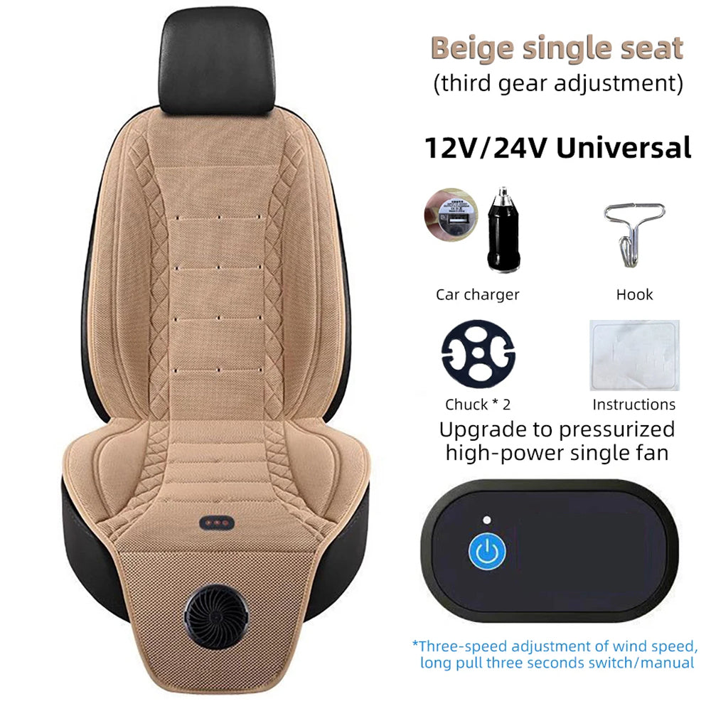 FrosiSeat Cooling Car Seat Covers | Built In Cooling Fan | 3D Ice Silk Fabric | Detachable Design | USB Power Support