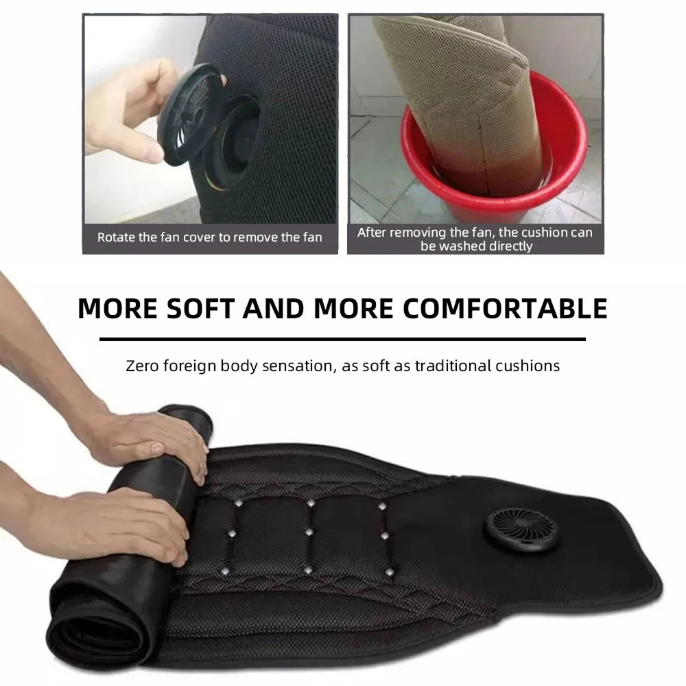 FrosiSeat Cooling Car Seat Covers | Built In Cooling Fan | 3D Ice Silk Fabric | Detachable Design | USB Power Support