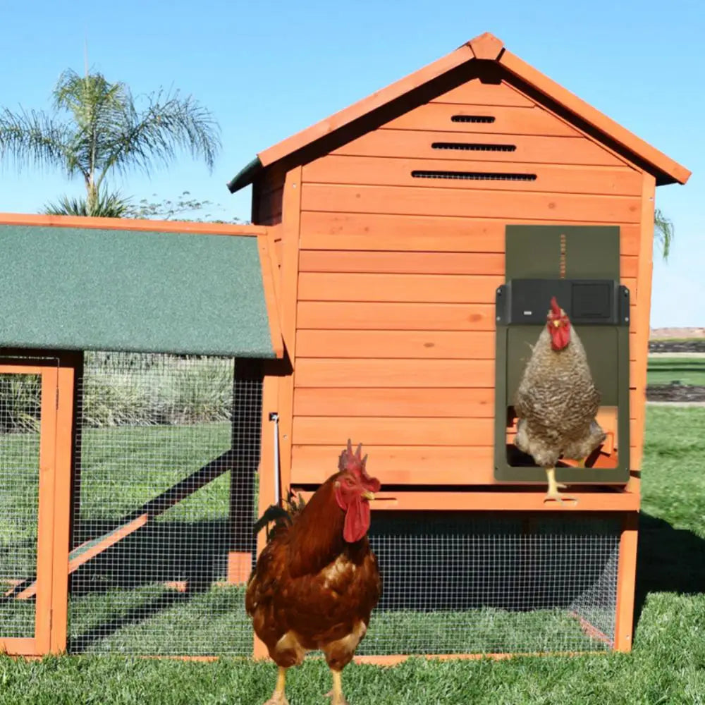 DuskiDeni Automatic Chicken Coop Door - Smart Light Sensor Poultry Opener - Predator Proof Waterproof Battery Powered Duck House Gate