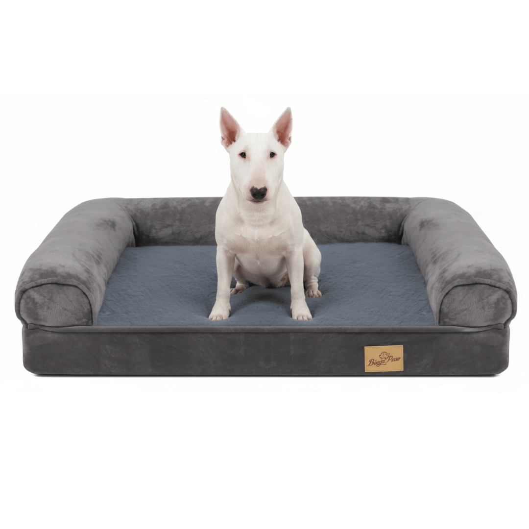 XL Orthopedic Dog Bed | Waterproof, Sofa-Style Bolster | Fits German Shepherd, Golden Retriever, Lab | Grey, Washable, Supportive Memory Foam