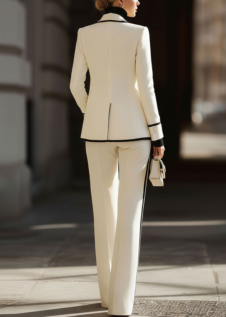 Women’s Double Breasted Suit Set with Contrast Trim