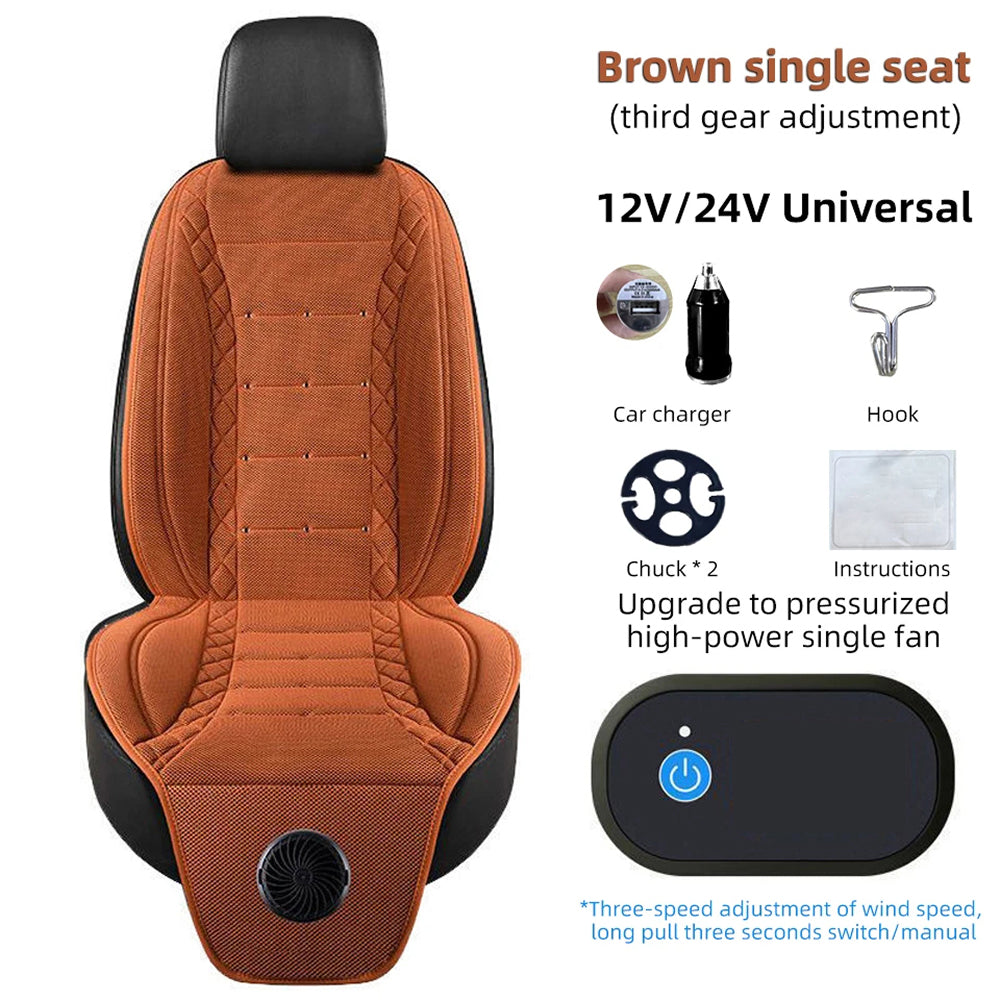 FrosiSeat Cooling Car Seat Covers | Built In Cooling Fan | 3D Ice Silk Fabric | Detachable Design | USB Power Support