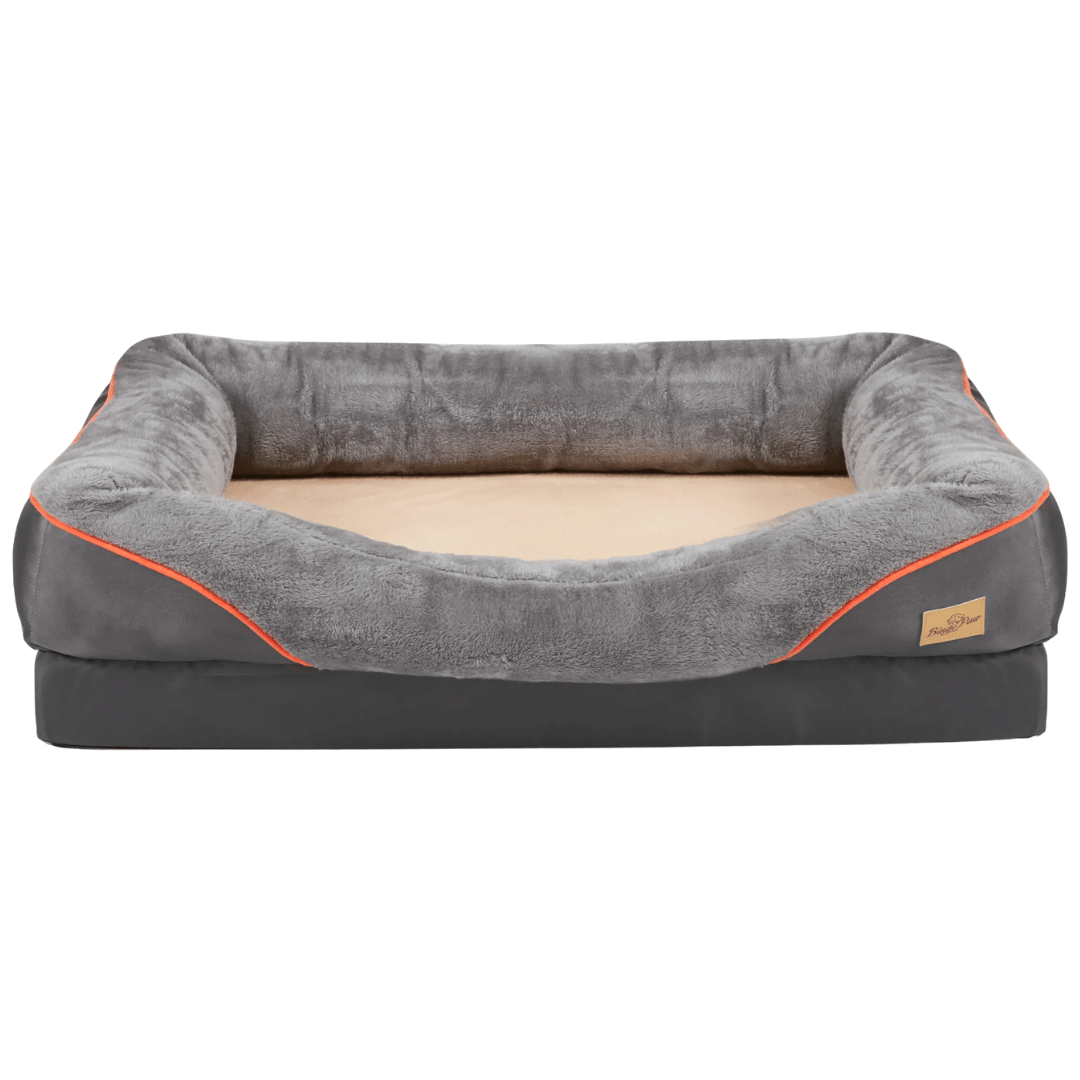 XL Orthopedic Dog Bed | Waterproof, Nest-Style Bolster | Fits German Shepherd, Golden Retriever & Lab | Grey, Washable, Supportive Memory Foam