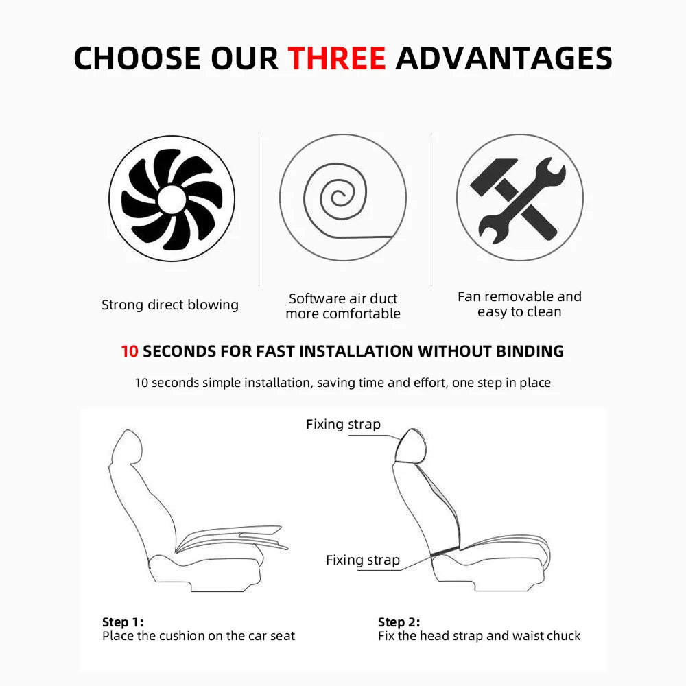 FrosiSeat Cooling Car Seat Covers | Built In Cooling Fan | 3D Ice Silk Fabric | Detachable Design | USB Power Support