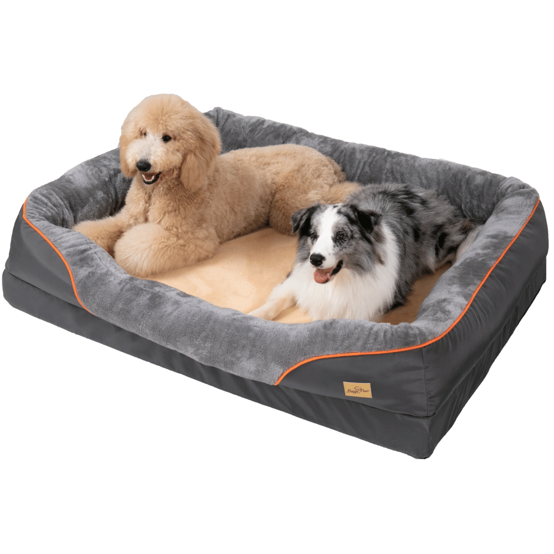 XL Orthopedic Dog Bed | Waterproof, Nest-Style Bolster | Fits German Shepherd, Golden Retriever & Lab | Grey, Washable, Supportive Memory Foam