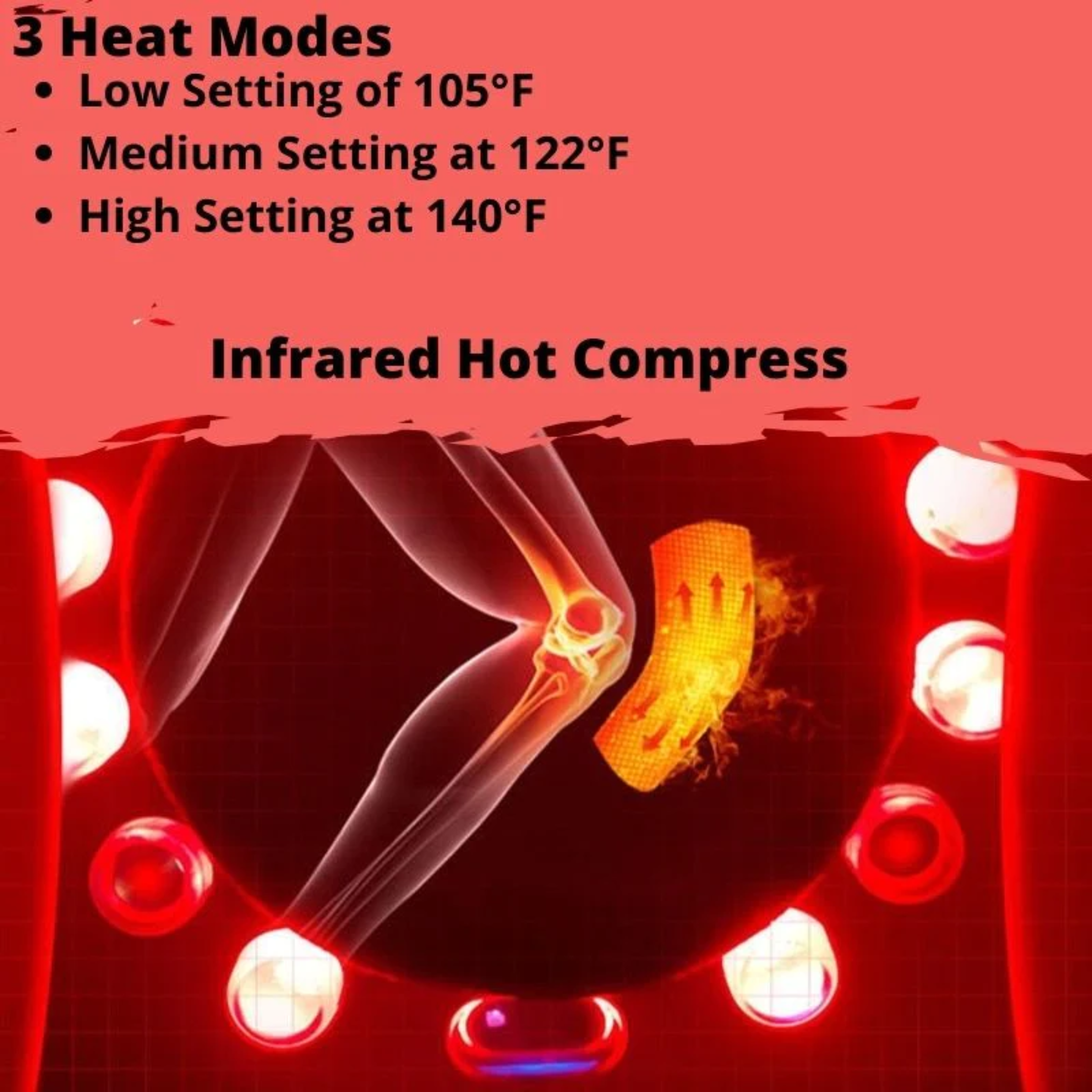 Rechargeable Knee Massager- Red Light Knee Pain Relief Massager