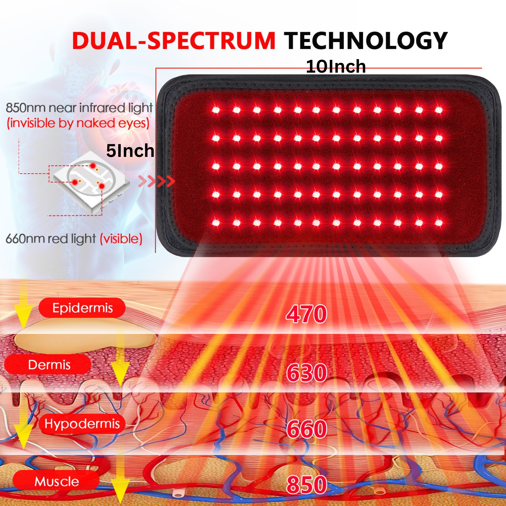 At Home Infrared Red Light Therapy Belt Pad for Pain Relief with 60 LED