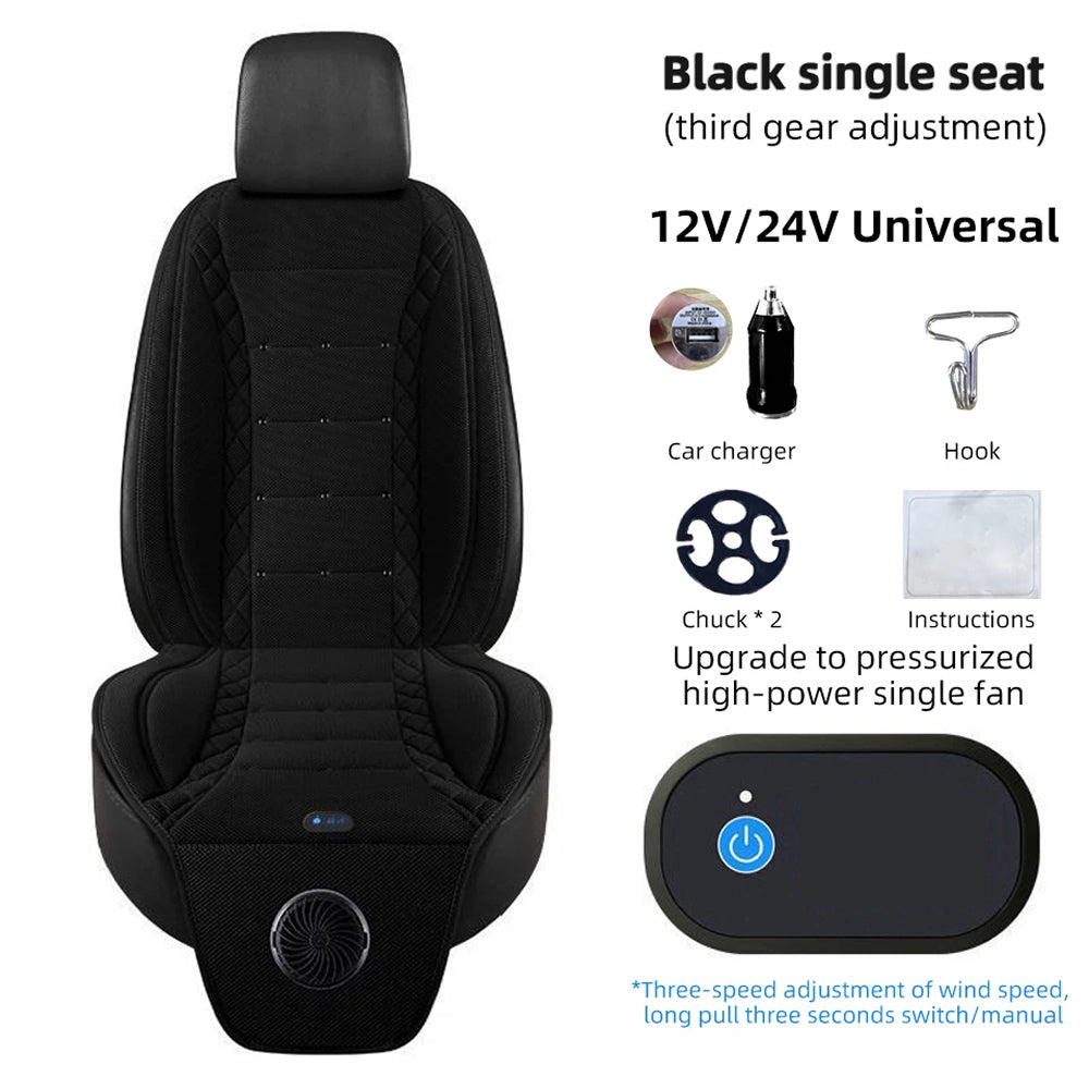 FrosiSeat Cooling Car Seat Covers | Built In Cooling Fan | 3D Ice Silk Fabric | Detachable Design | USB Power Support