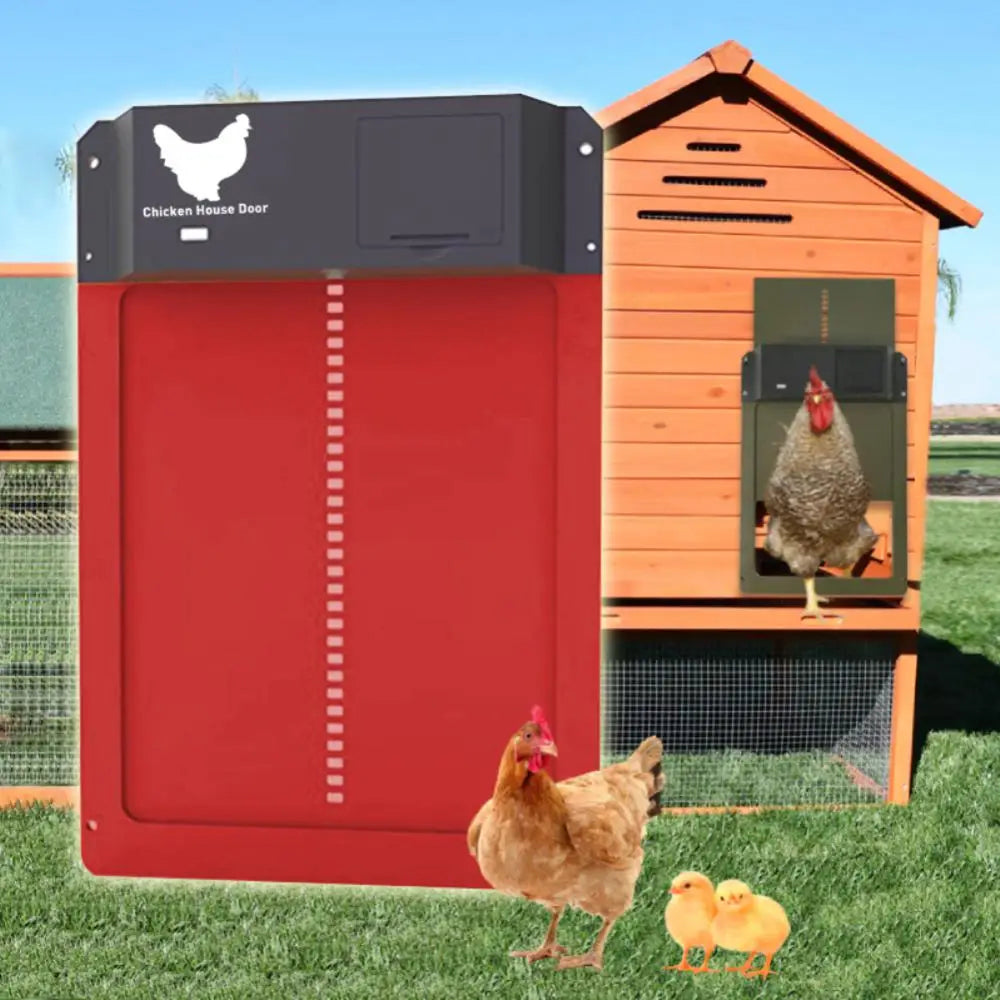 DuskiDeni Automatic Chicken Coop Door - Smart Light Sensor Poultry Opener - Predator Proof Waterproof Battery Powered Duck House Gate