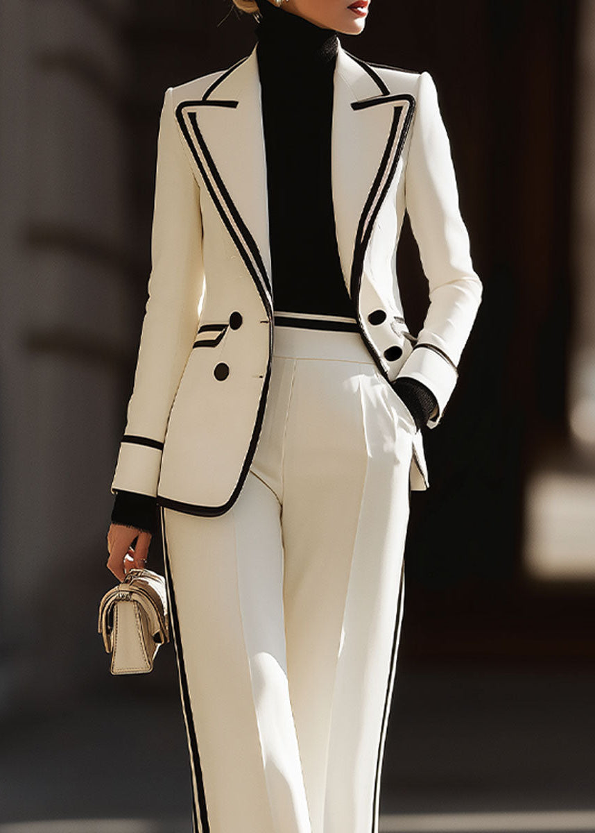 Women’s Double Breasted Suit Set with Contrast Trim