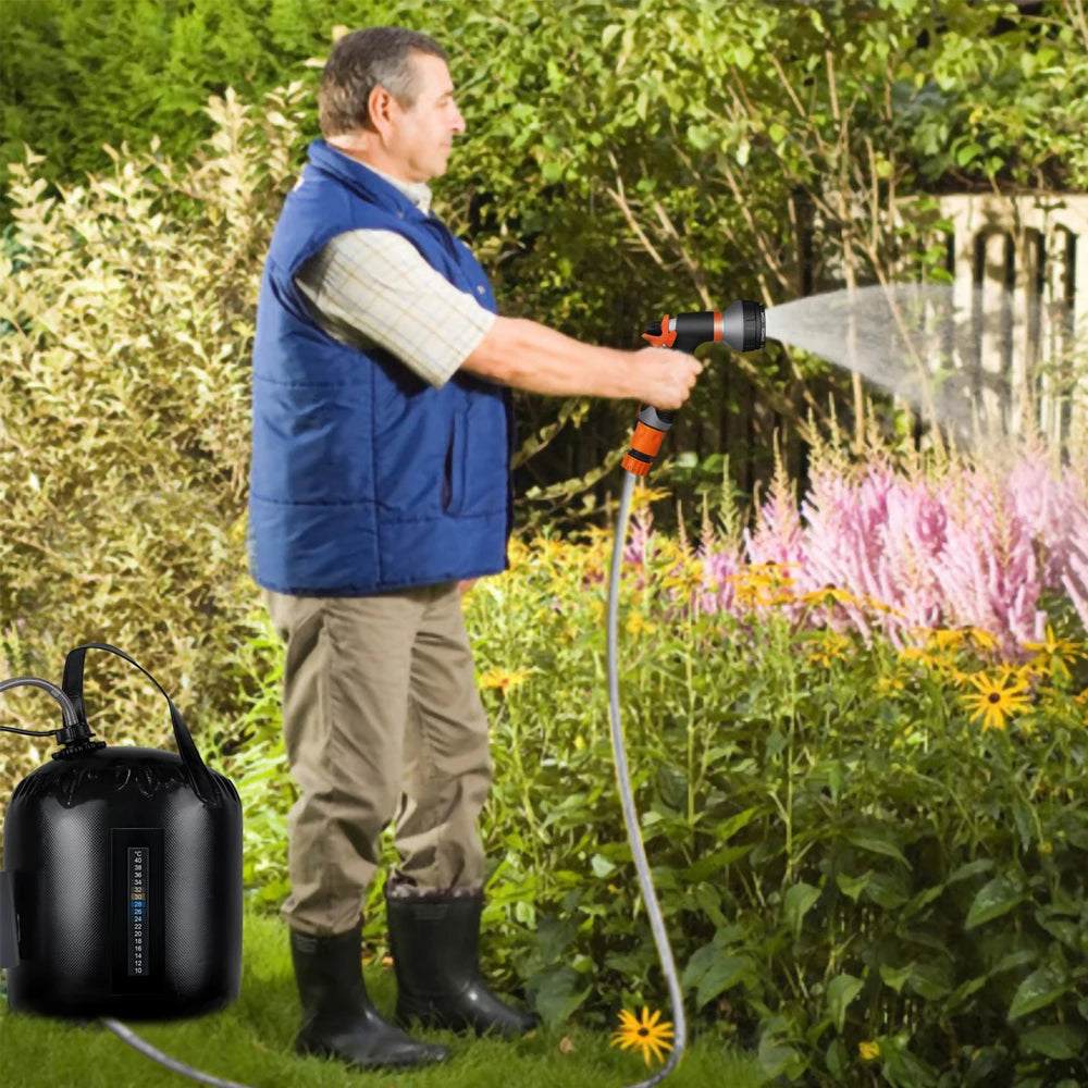 ClinyShowe 20L Portable Camping Shower ,Solar Heating Bag Rechargeable Electric Shower Pump