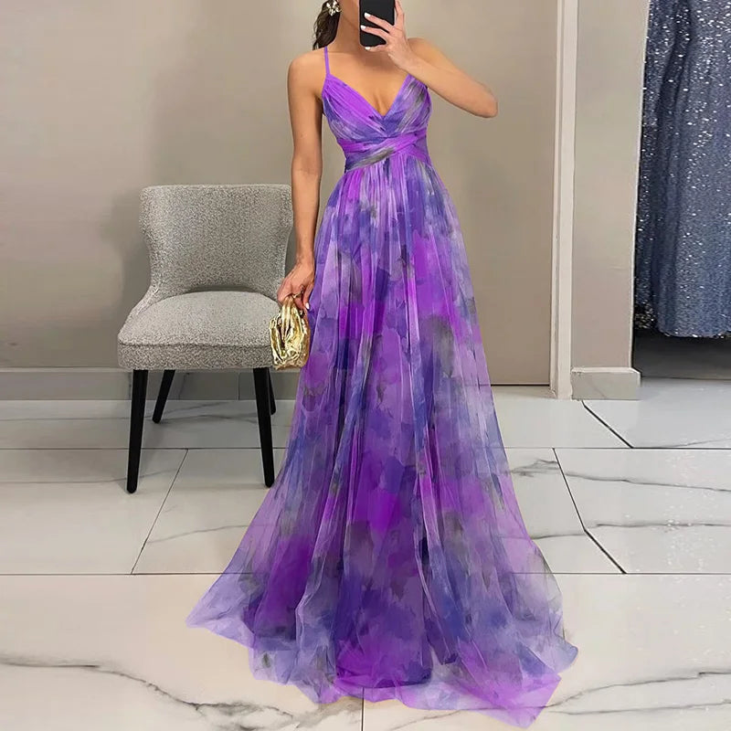 Women's Dress | V-Neck & Flowing Skirt with Dramatic Effect