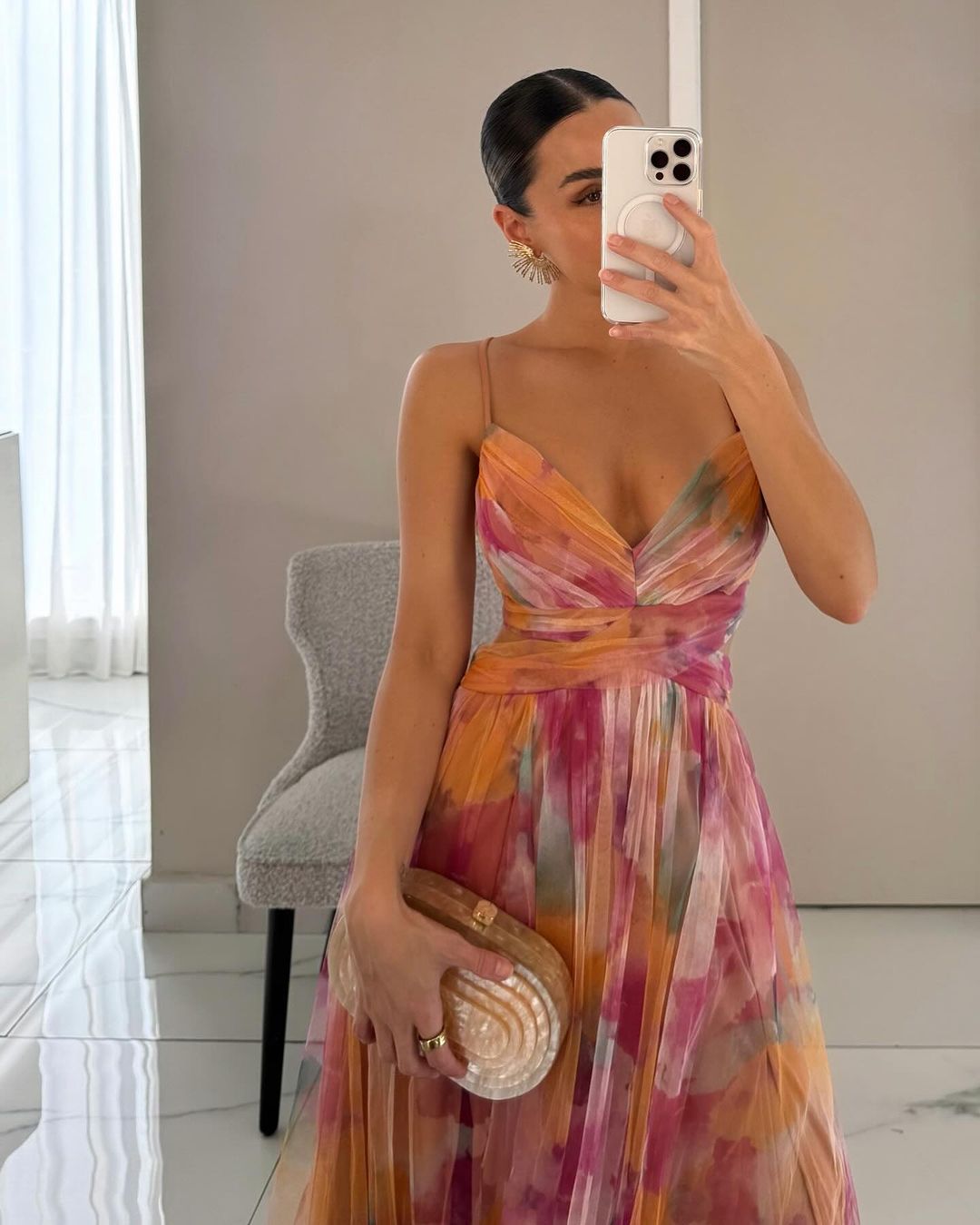 Women's Dress | V-Neck & Flowing Skirt with Dramatic Effect