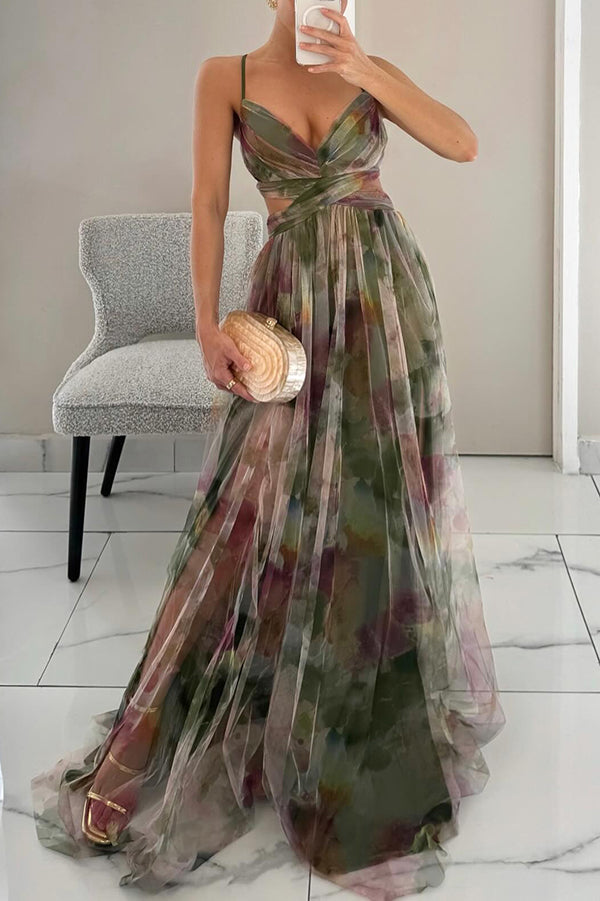 Women's Dress | V-Neck & Flowing Skirt with Dramatic Effect