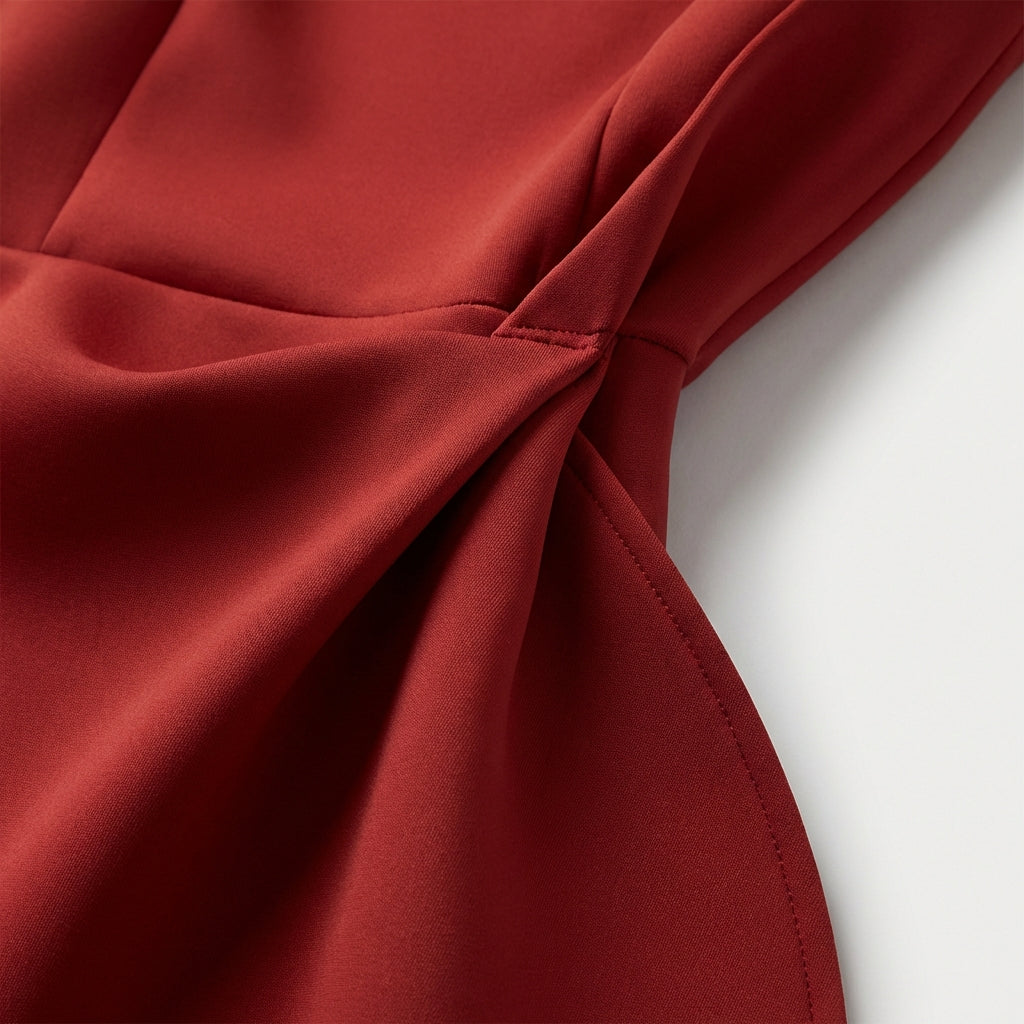 Women's Draped Midi Dress Asymmetrical Ruffle