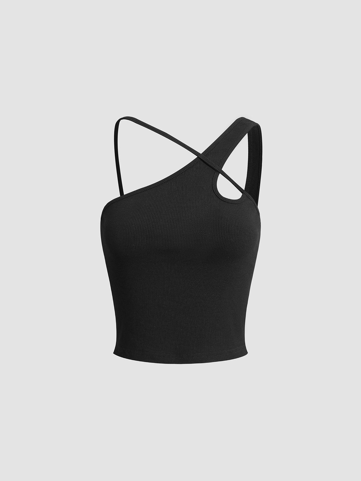 Women’s One-Shoulder Sports Bra Asymmetrical Workout Bra with Removable Pads & High Support