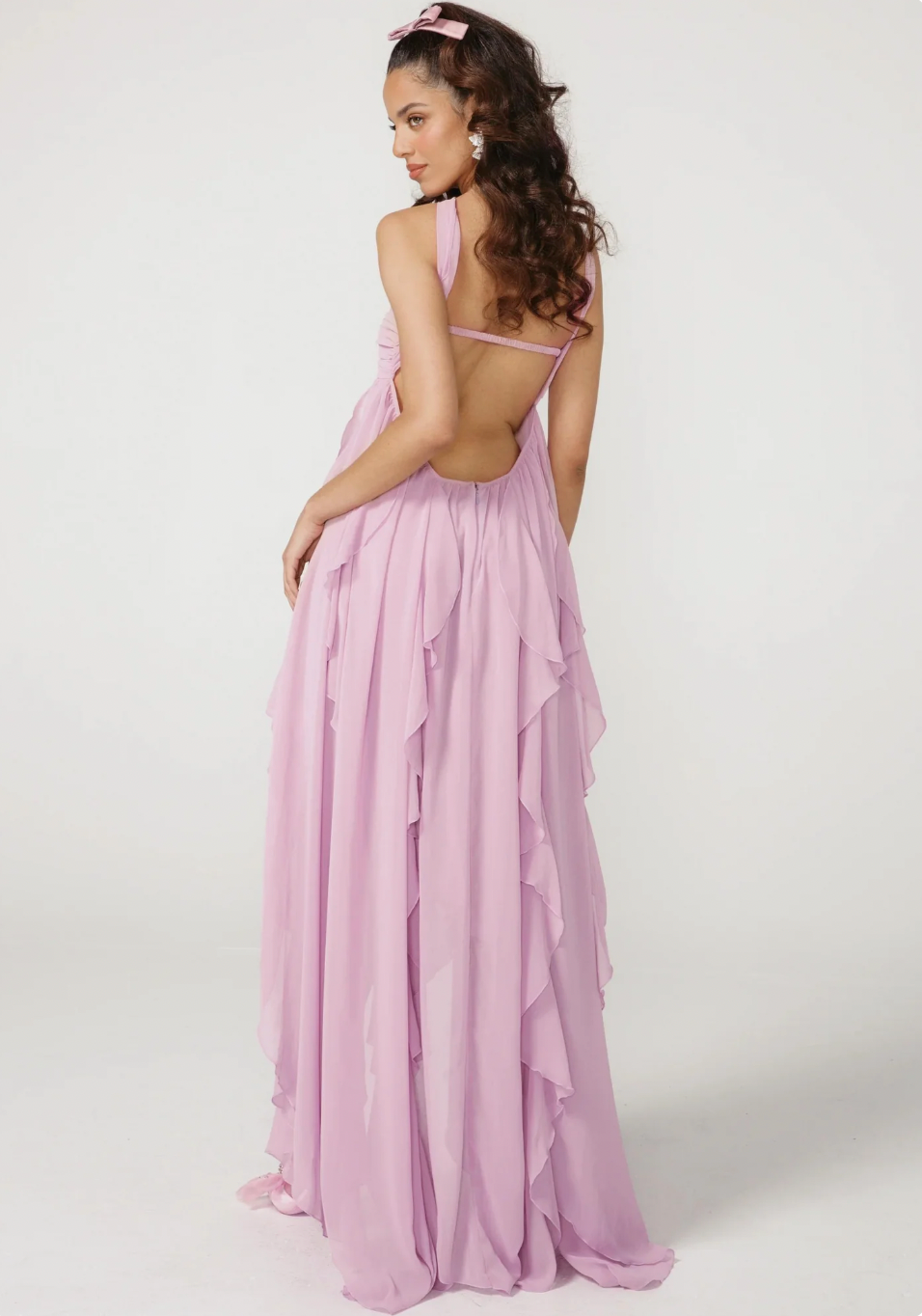 Ethereal Maxi Dress with Halter Neck and Backless Design for Elegant Occasions and Special Moments