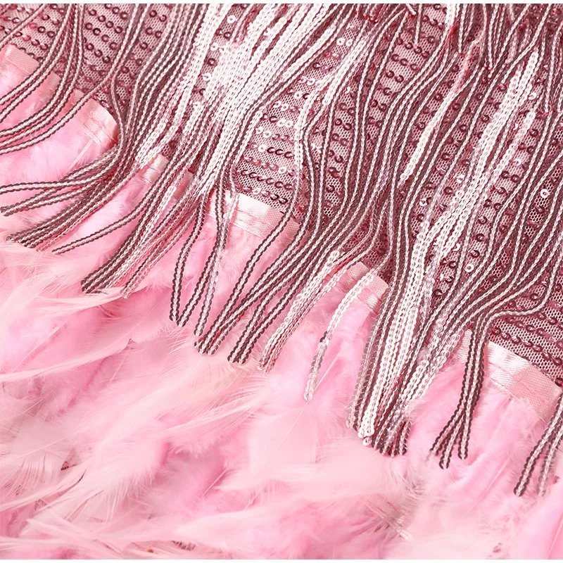 Elegant Feather Mini Dress with Flattering Fit