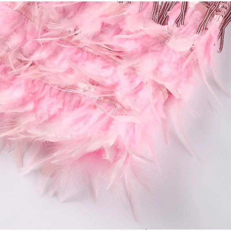 Elegant Feather Mini Dress with Flattering Fit