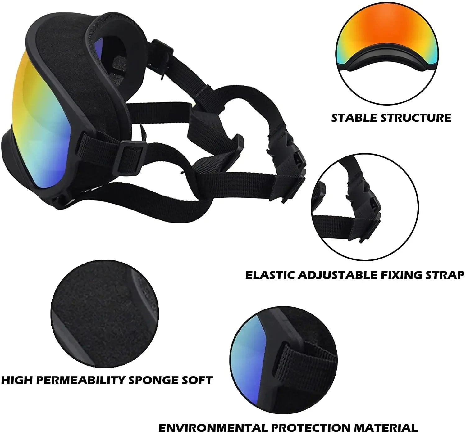 Dog Sunglasses, Waterproof UV Dog Goggles for Small, Medium and Large Dogs, Eye Protection, Mulitcoloured