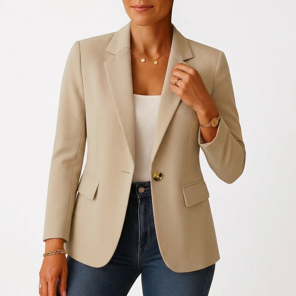 Women's Blazer with One-Button Closure and Classic Lapel | Elegant