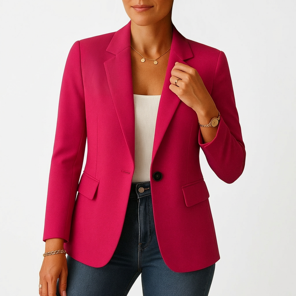 Women's Blazer with One-Button Closure and Classic Lapel | Elegant