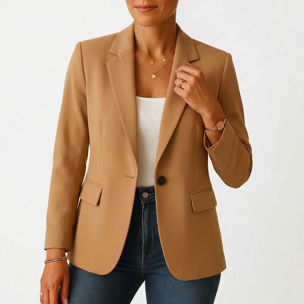 Women's Blazer with One-Button Closure and Classic Lapel | Elegant