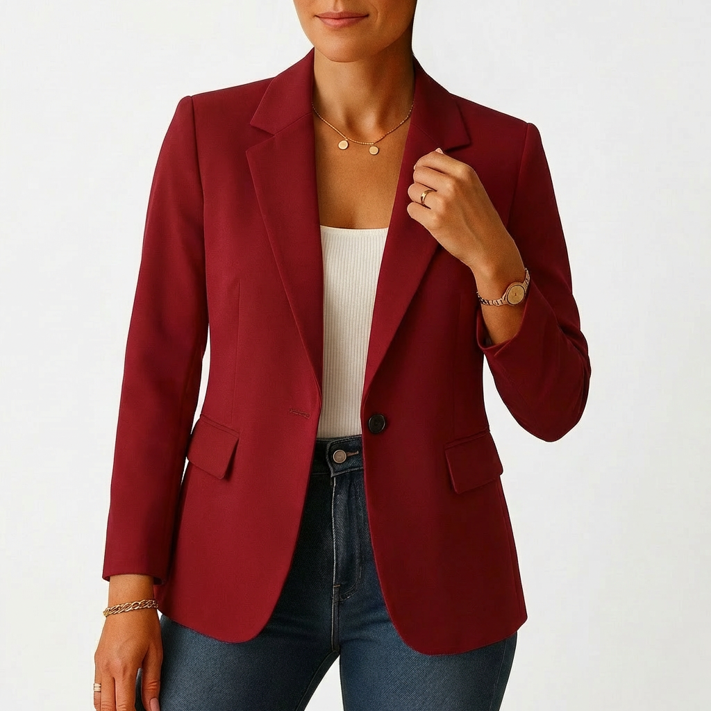 Women's Blazer with One-Button Closure and Classic Lapel | Elegant