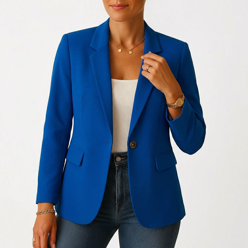 Women's Blazer with One-Button Closure and Classic Lapel | Elegant