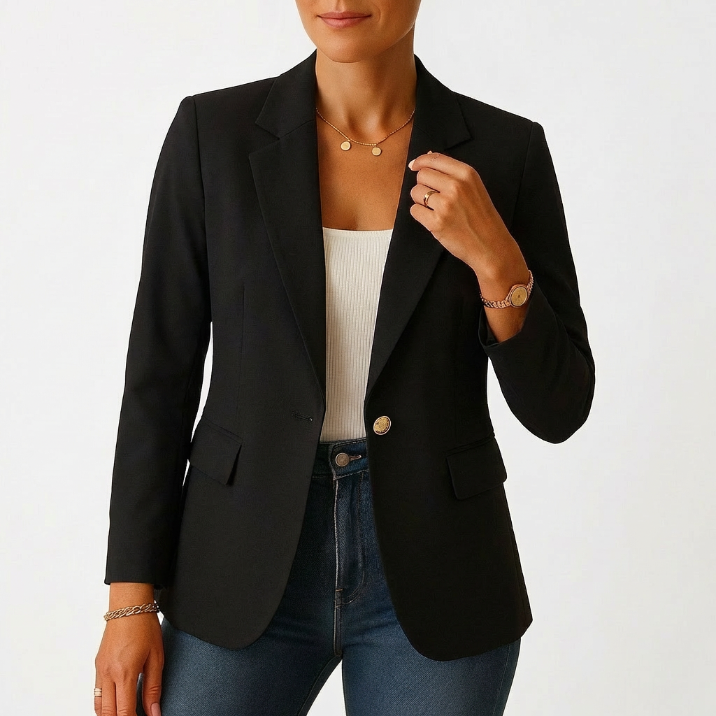 Women's Blazer with One-Button Closure and Classic Lapel | Elegant