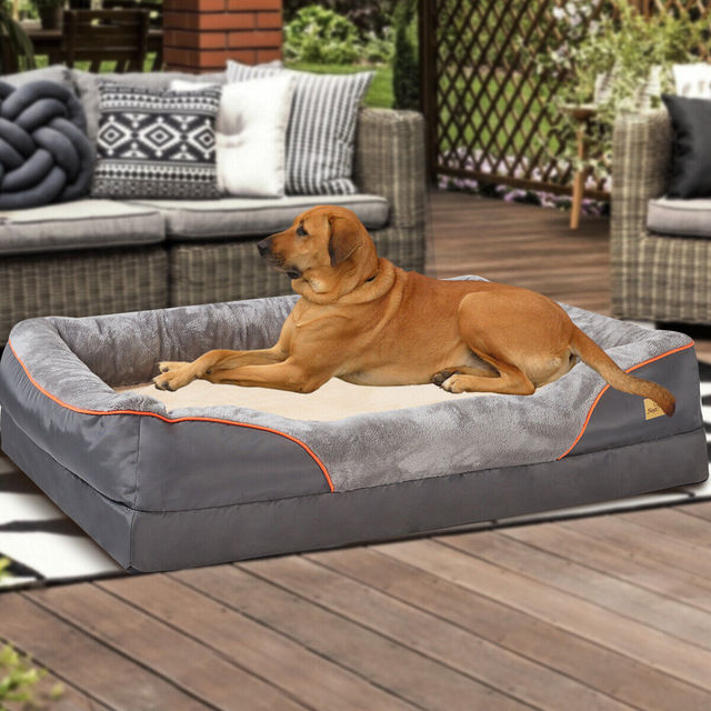 XL Orthopedic Dog Bed | Waterproof, Nest-Style Bolster | Fits German Shepherd, Golden Retriever & Lab | Grey, Washable, Supportive Memory Foam