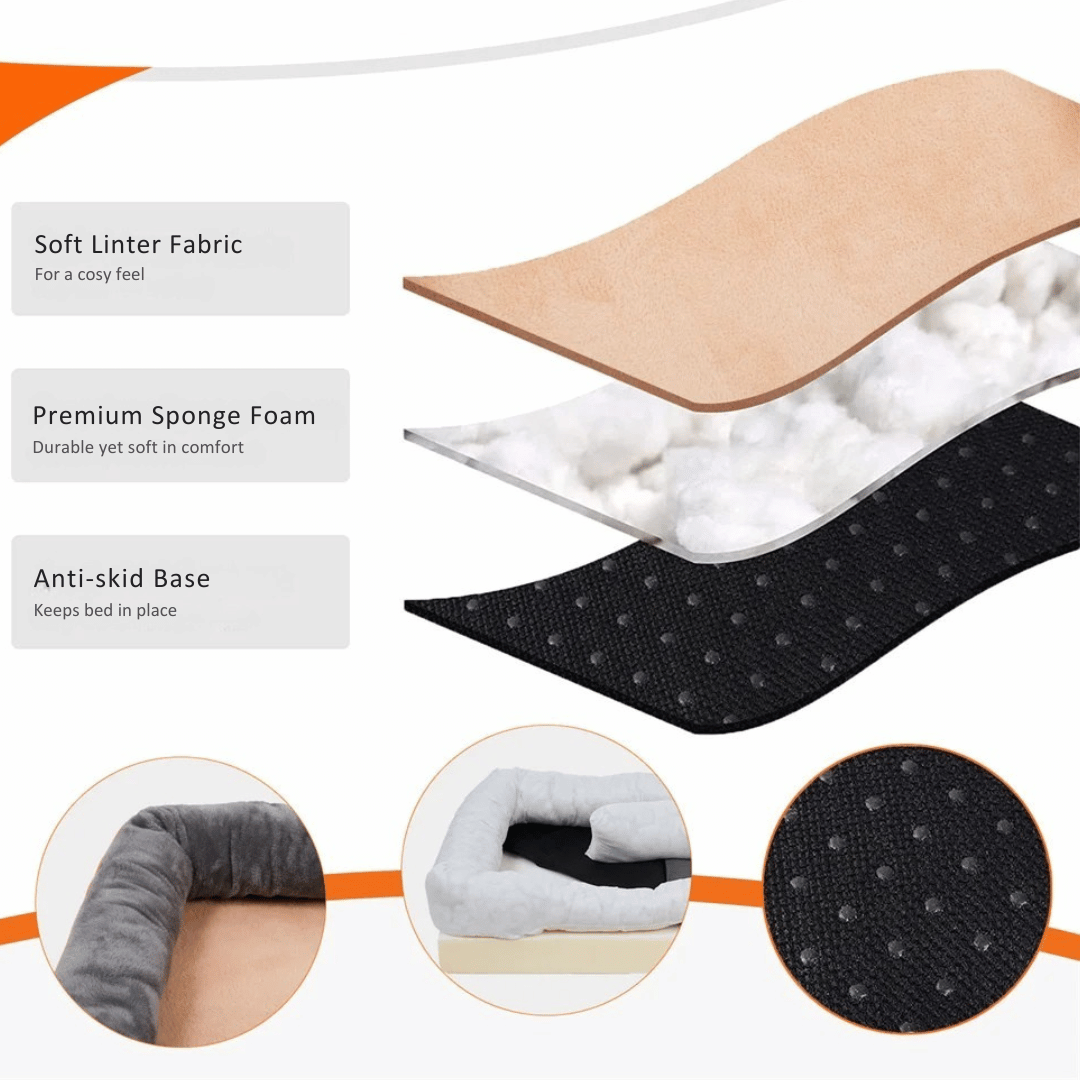 XL Orthopedic Dog Bed | Waterproof, Nest-Style Bolster | Fits German Shepherd, Golden Retriever & Lab | Grey, Washable, Supportive Memory Foam