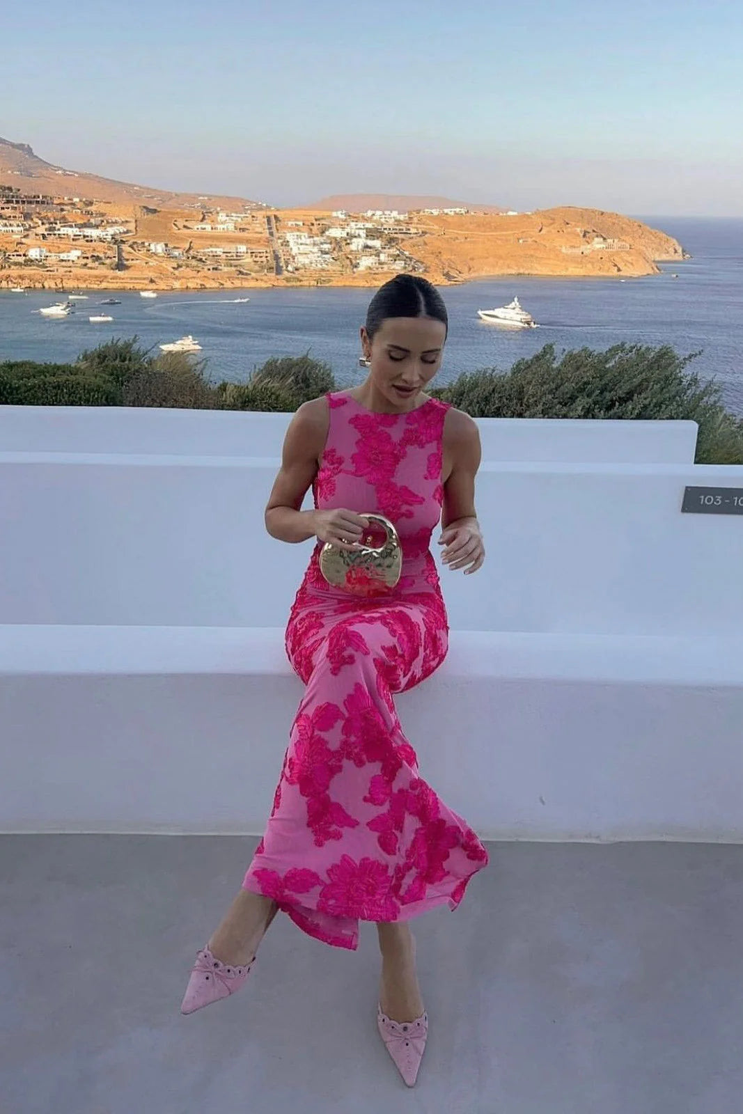 Floral Embroidered Sleeveless Maxi Dress