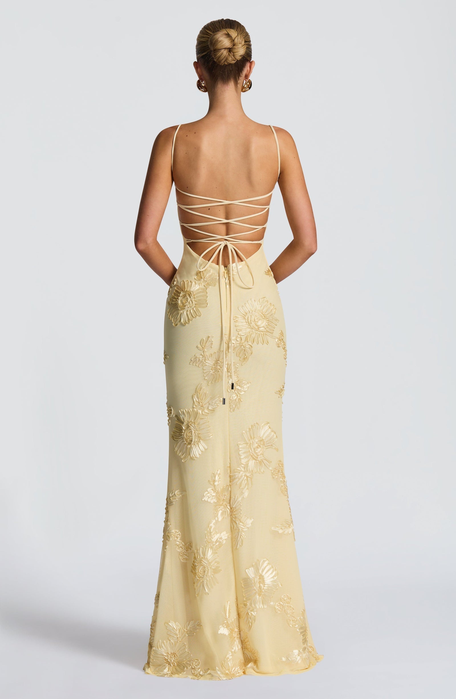 Floral Jacquard Corset Bodice Maxi Dress