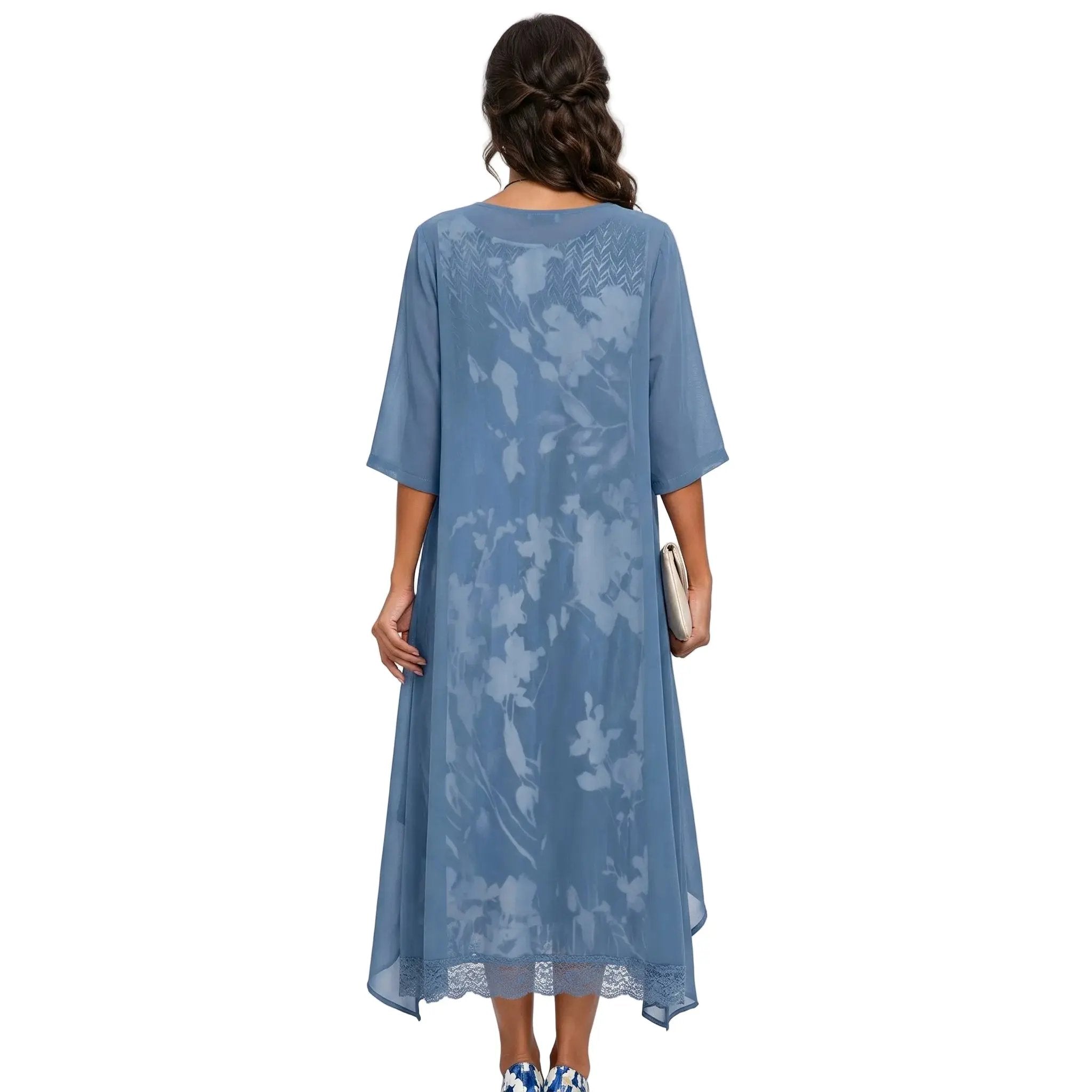 Women’s Floral Dress and Cardigan Set