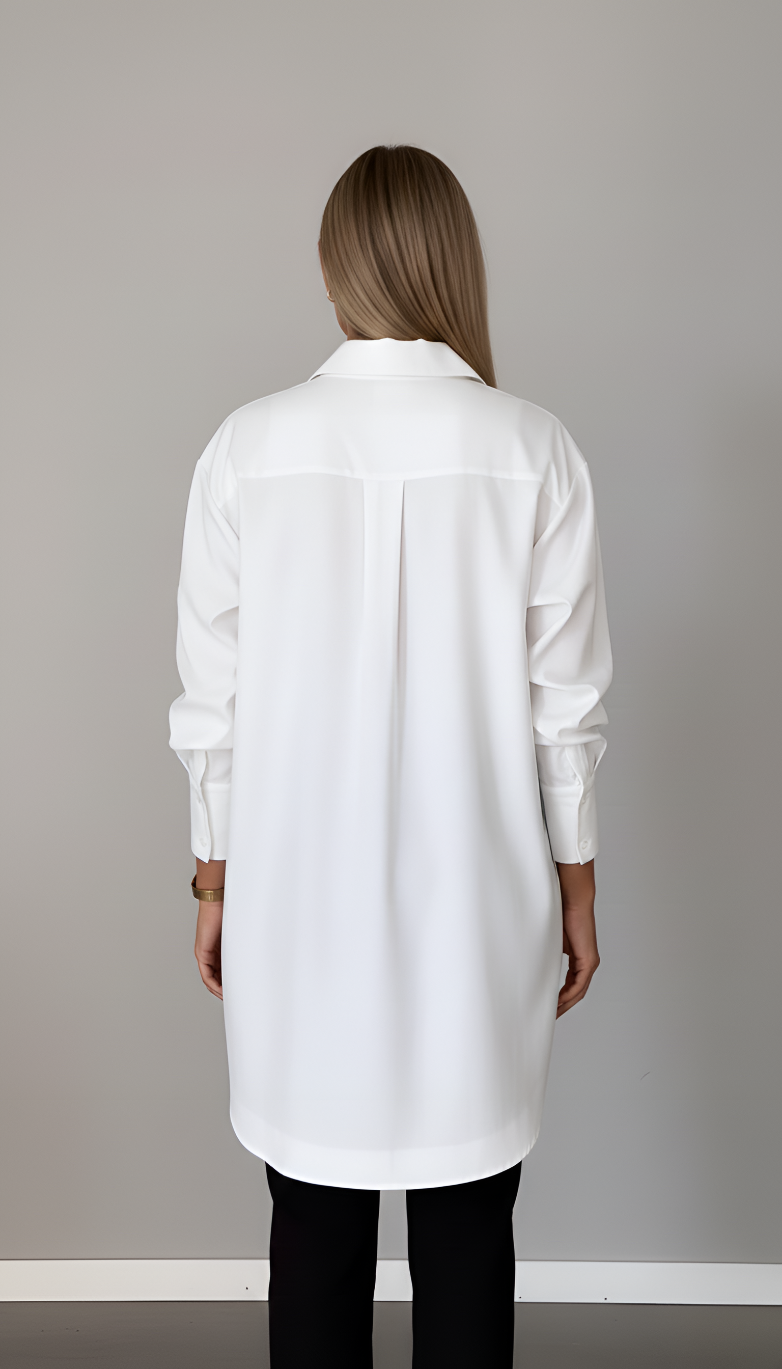 Fashion women's oversized cotton shirt with classic collar