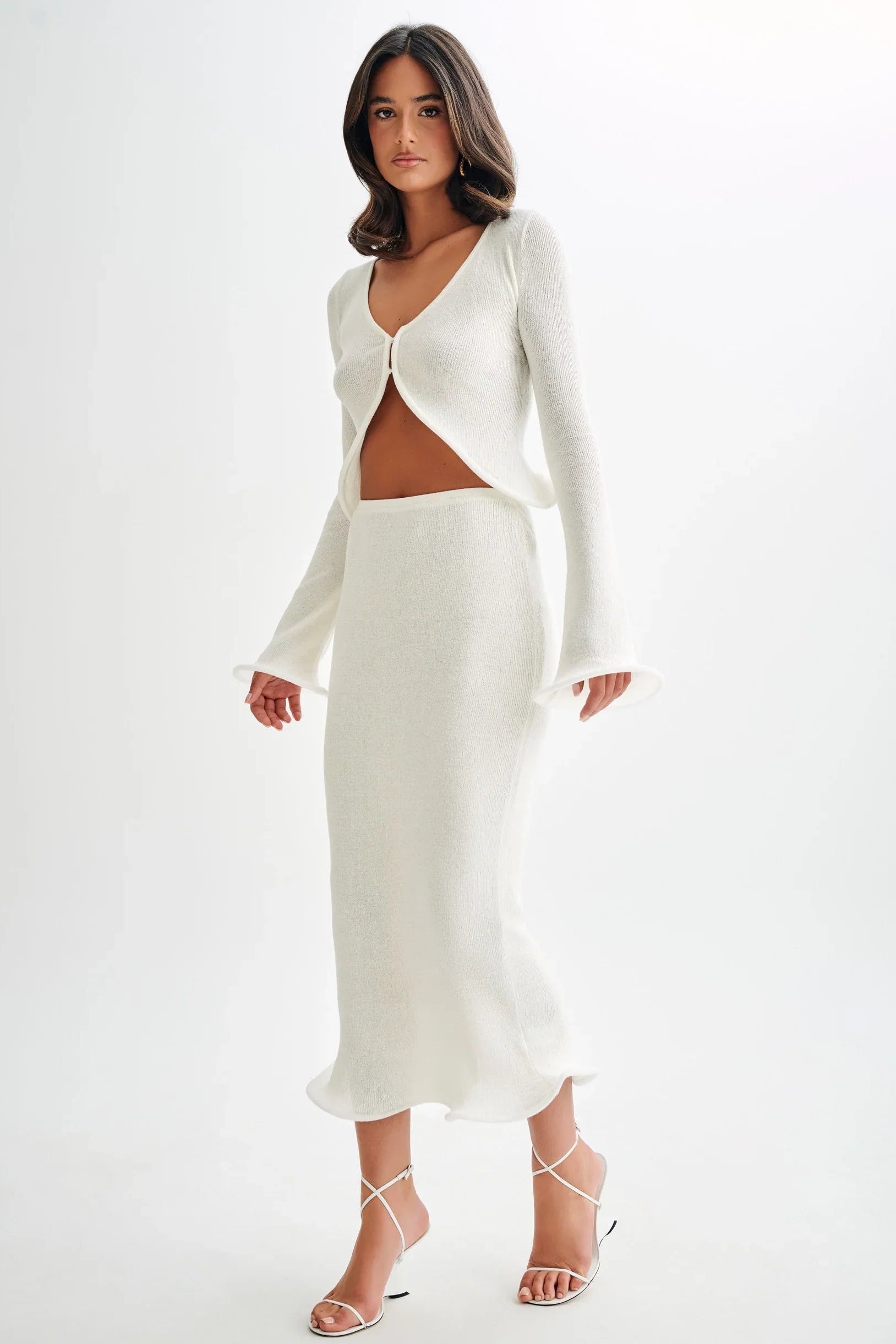 Stylish knit top and skirt set for fashion-conscious women offering elegance and comfort