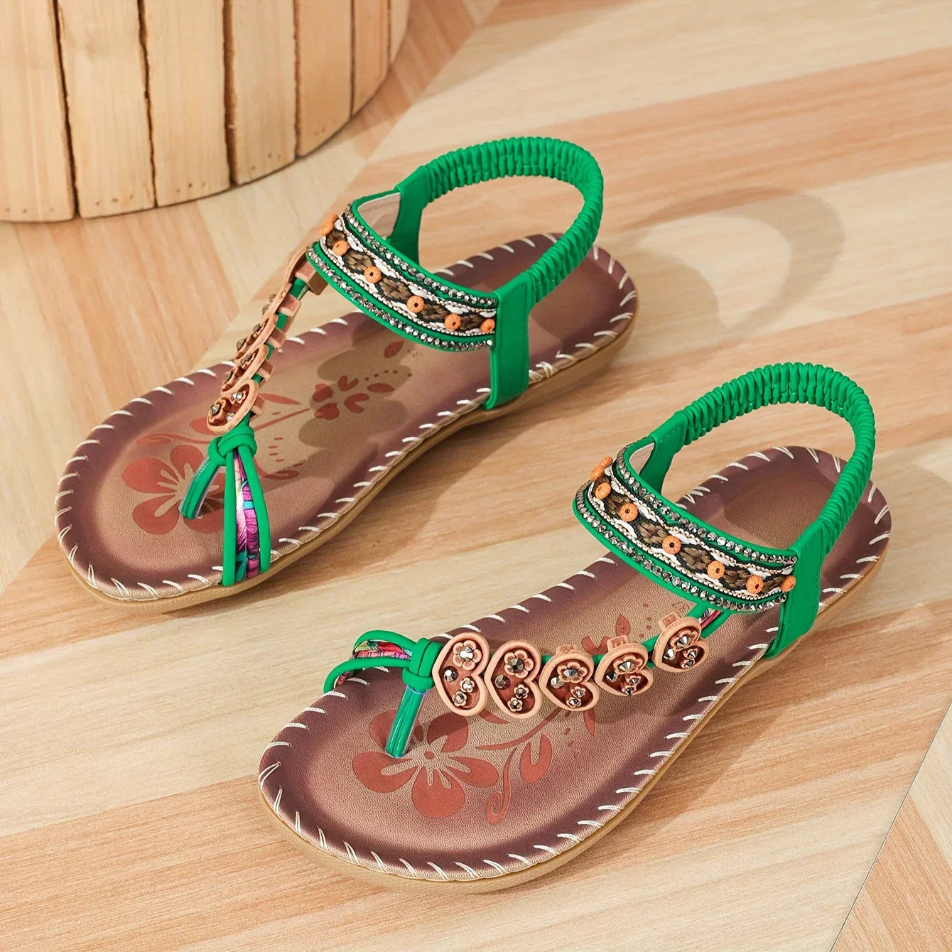 Bohemian Beaded Flat Sandals for Women
