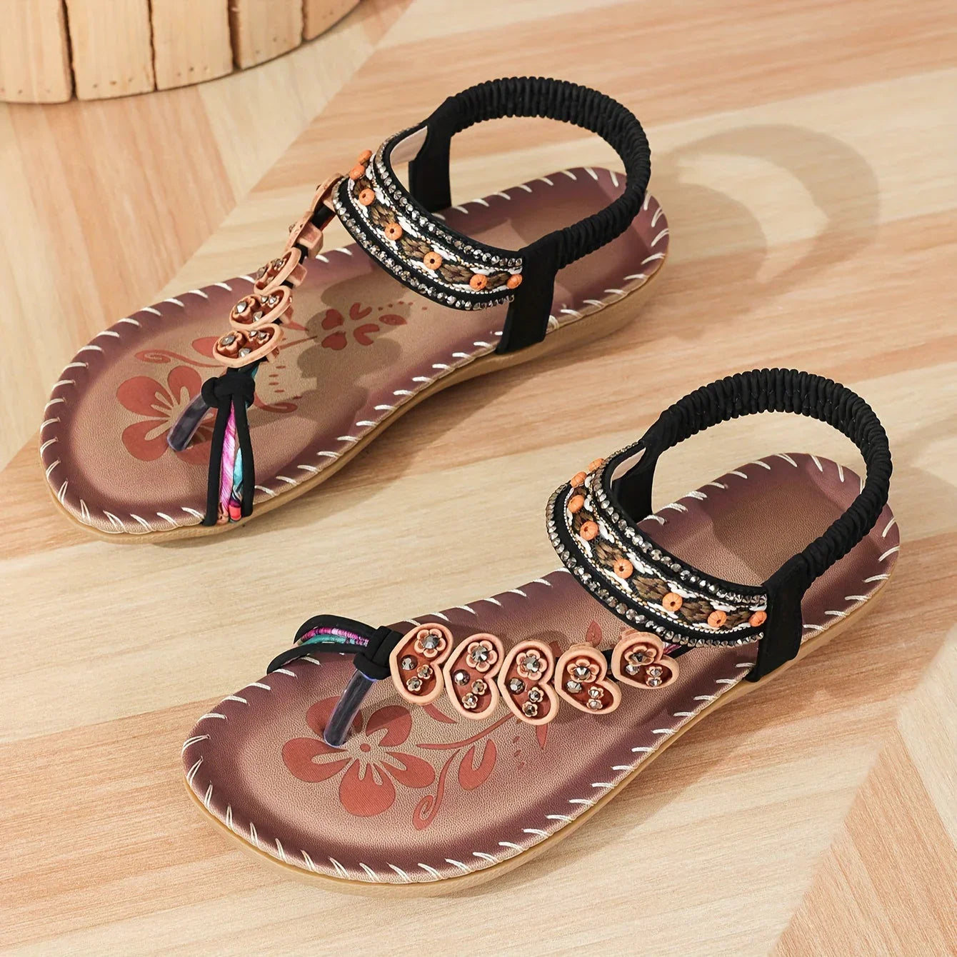 Bohemian Beaded Flat Sandals for Women