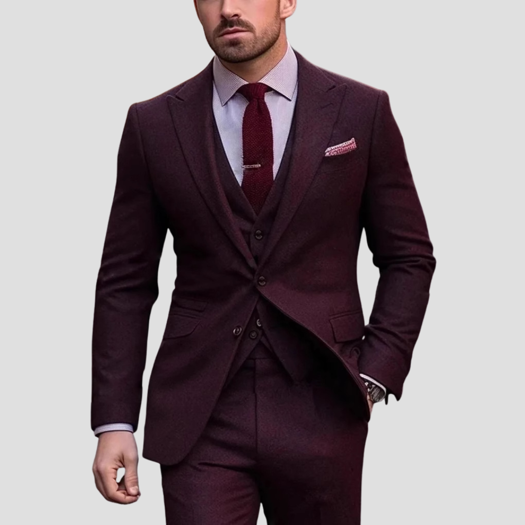 Men’s Three Piece Slim Fit Tailored Formal Suit Set
