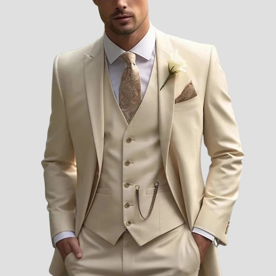 Men’s Three Piece Slim Fit Tailored Formal Suit Set